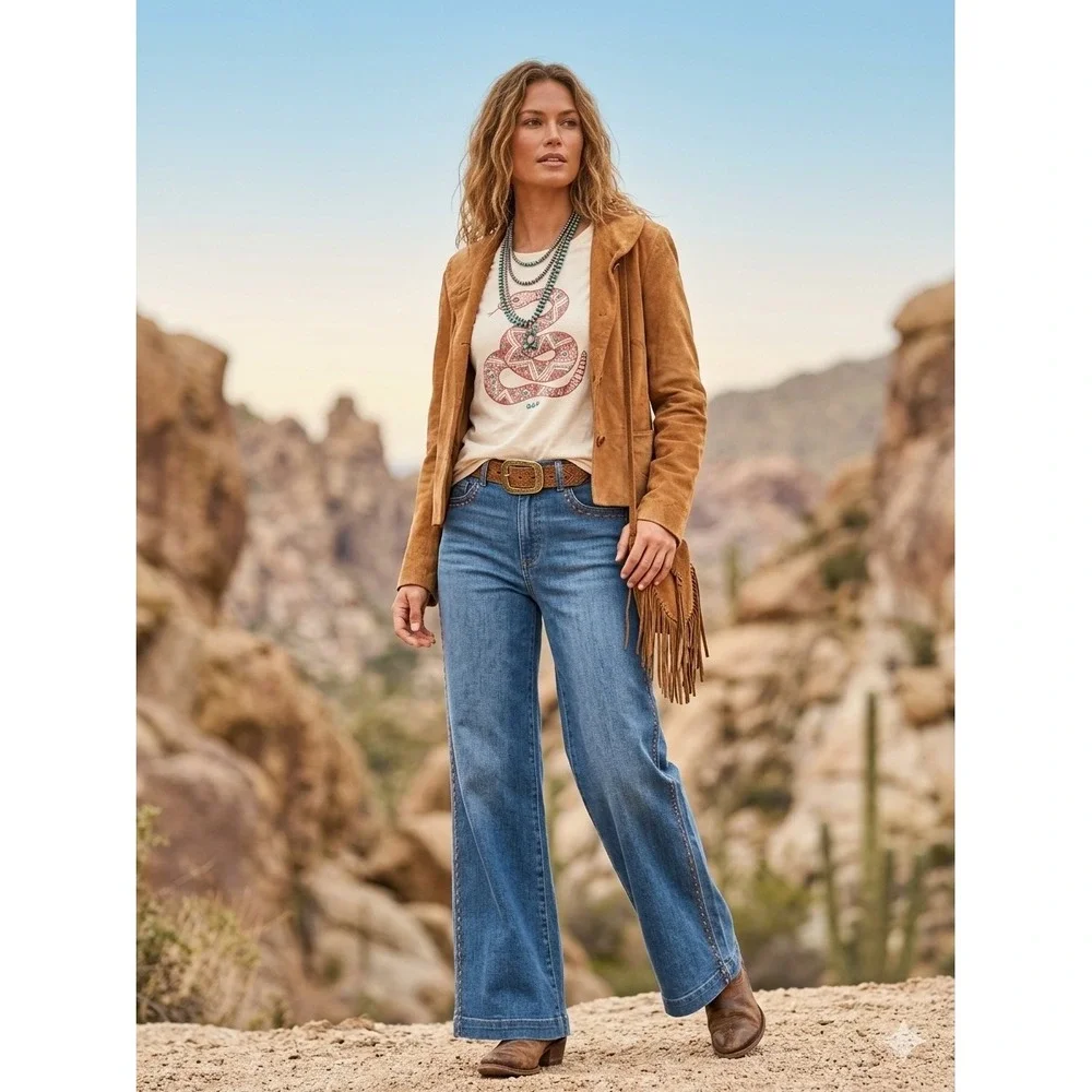 Bernardo Womens‎ Cognac Brown Genuine Suede Leather Western Jacket Size M